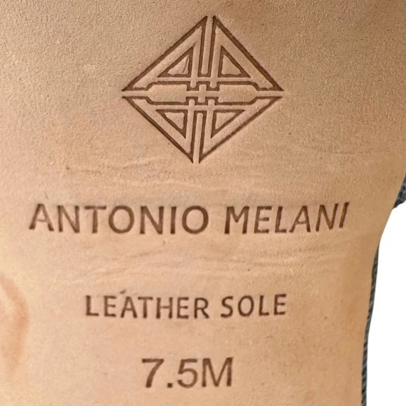 ANTONIO MELANI Blue Denim Bow Dressy Platform Sandals - Picture 9 of 11